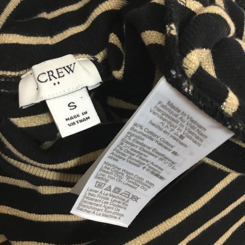 Puff sleeve high neck black gold striped sweater top elegant fancy party sz S - Picture 8 of 8